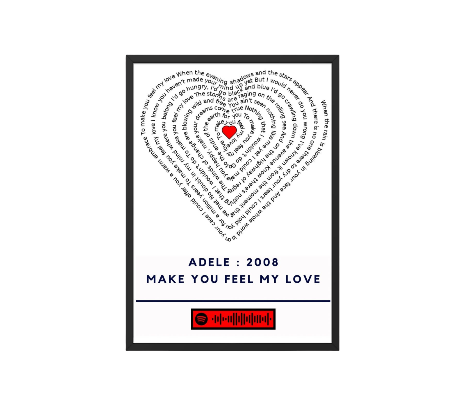 Portrait Framed Art Print Adele - Make You Feel My Love