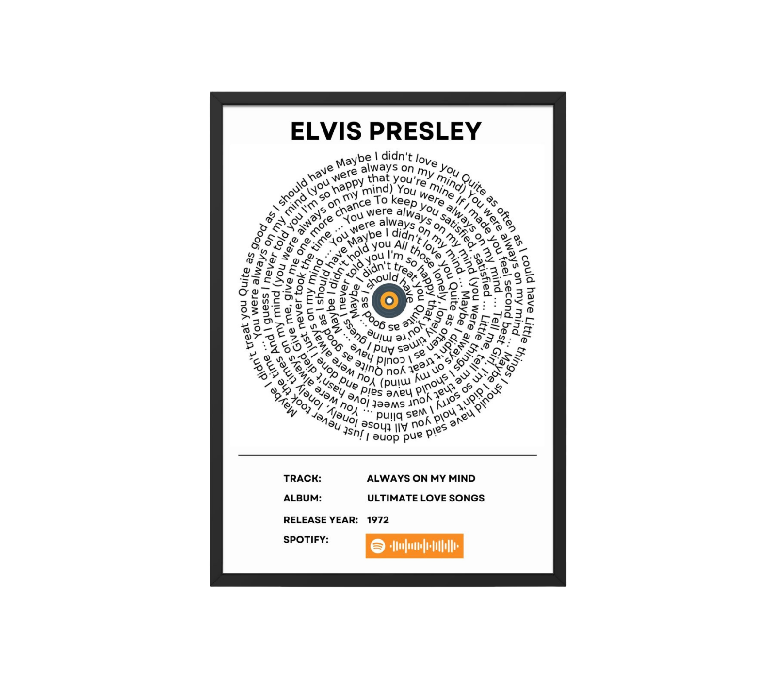 Portrait Framed Art Print SLVS 008 Elvis Presley - Always on my mind