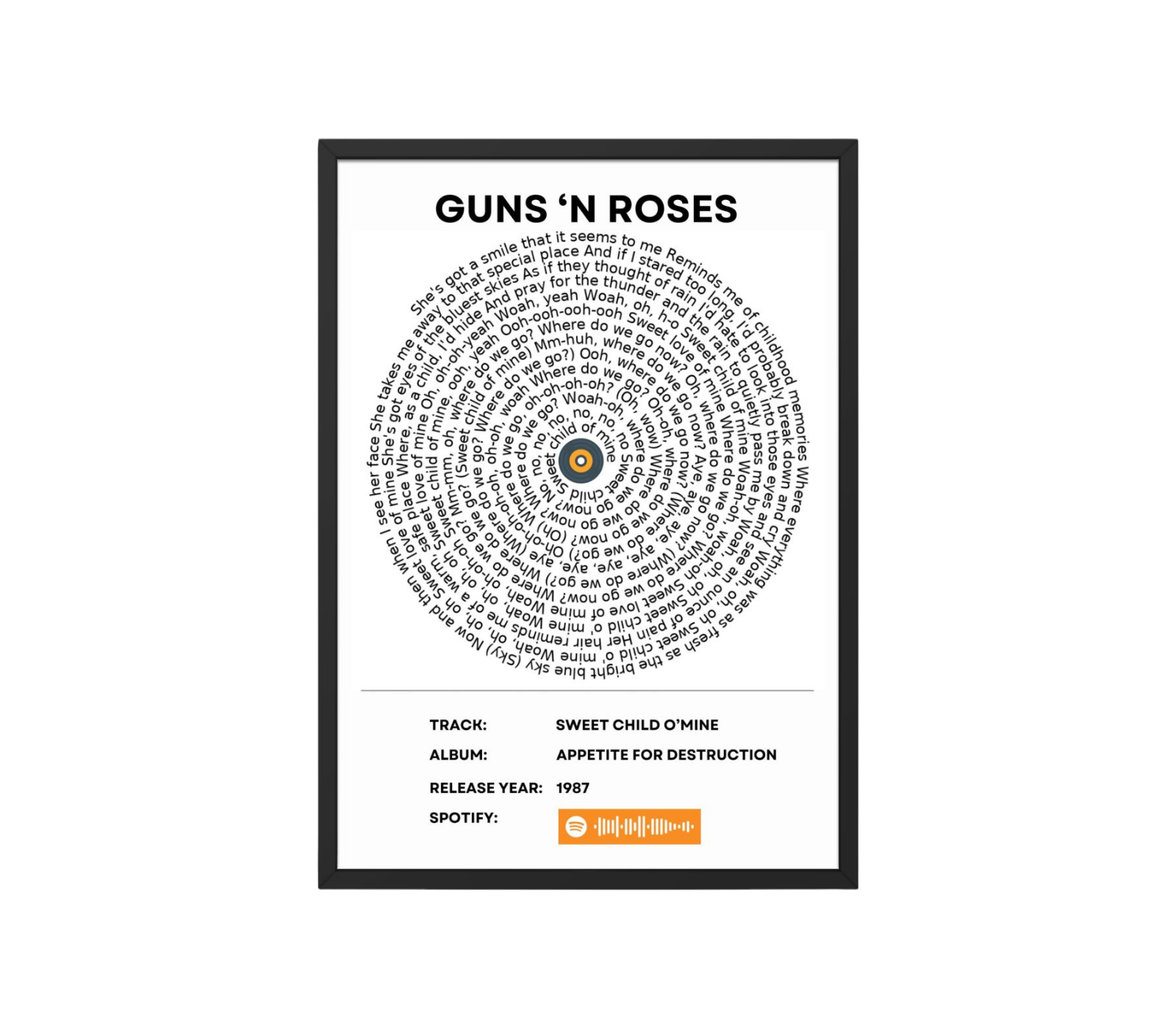 Portrait Framed Art Print SLVS 011 Guns 'n Roses - Sweet child o'mine
