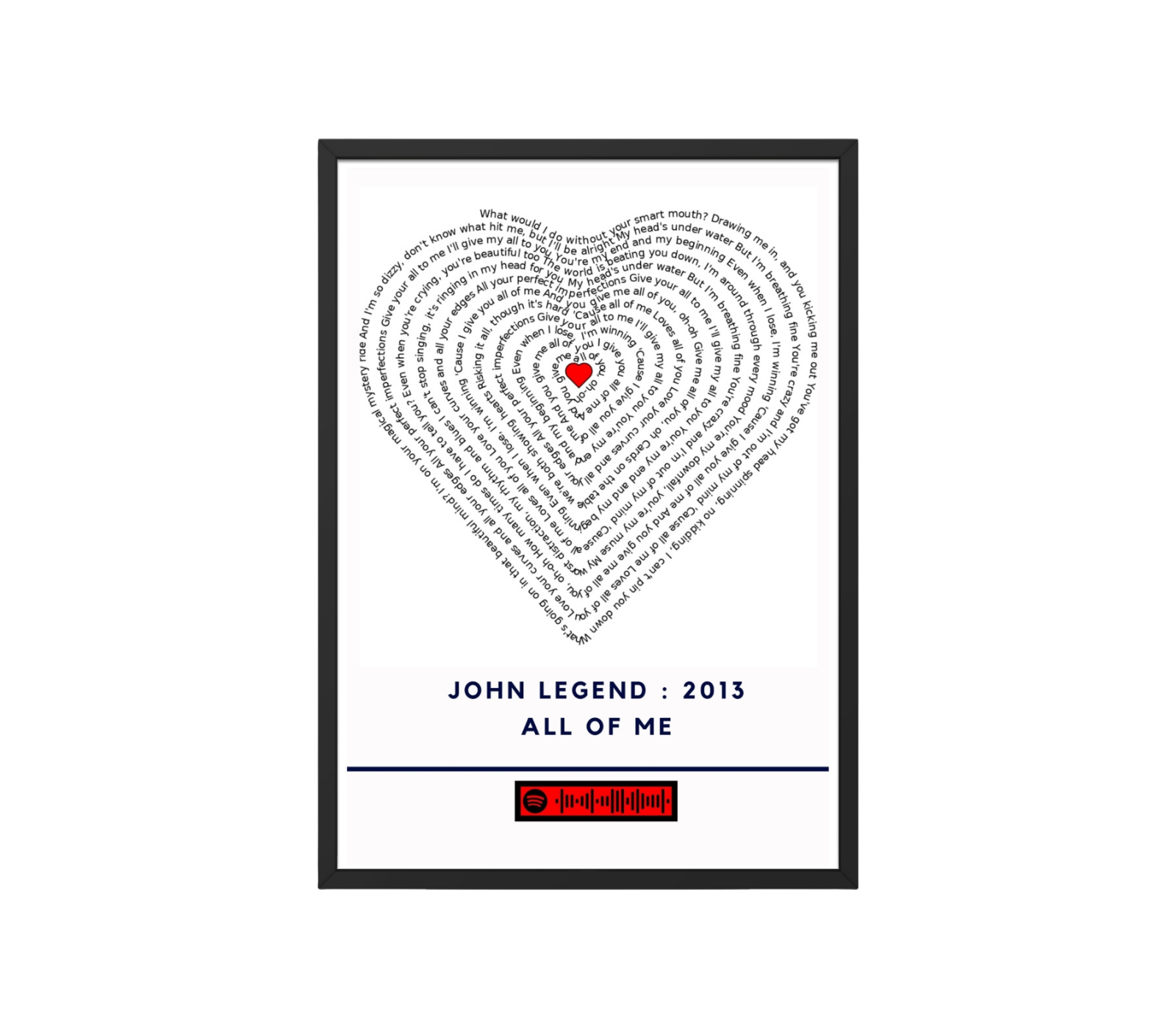 Portrait Framed Art Print John Legend - All of Me A2